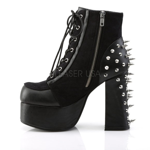 Platform Studded Lace Up High Heel Ankle Boots - Picture 4 of 5